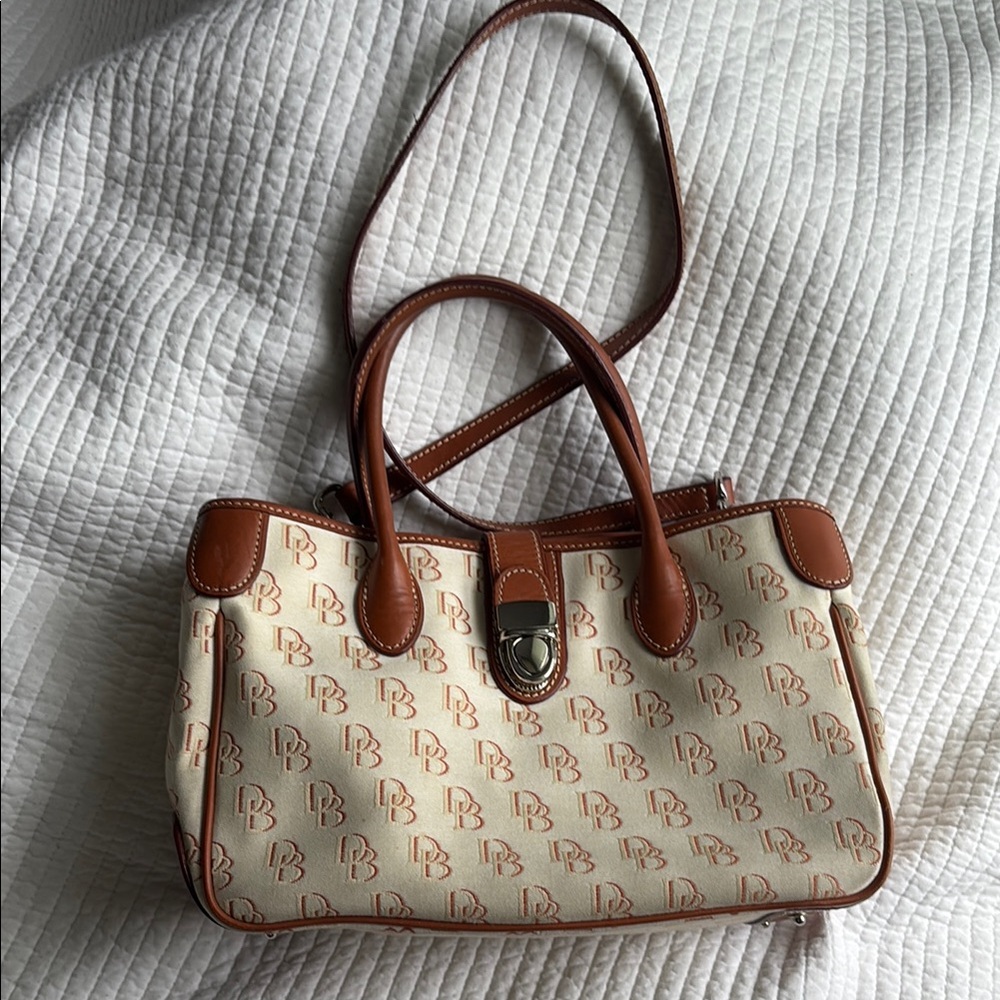 Preloved Dooney & Bourke Brown and Cream Designer Tote Bag